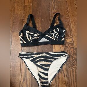 Black and Tan Zebra Print Bikini Set